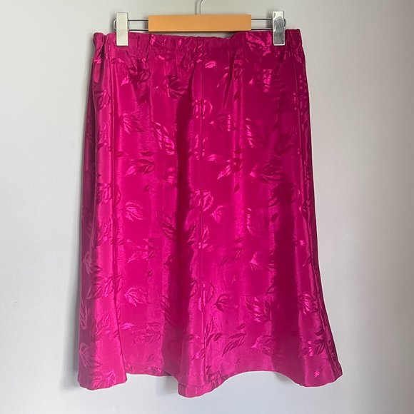 Vintage Hot Pink Leaf Print Skirt - Picture 6 of 10